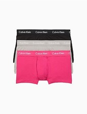 Calvin Klein Men's NU2664455 Cotton Stretch 3 Pack Trunk Gray/Pink/Black Large picture