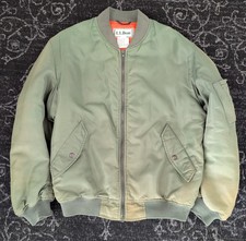LL Bean MA-1 Green Bomber Jacket Size Small Military Thermore Vintage 90s Rare picture