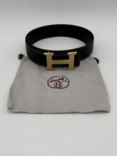 Hermes H Belt 38 mm Black Gold Buckle Size 95 picture