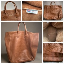 Rare Vintage 70s Cable Car Clothiers / Robert Kirk, Ltd Leather Shopper Tote Bag picture