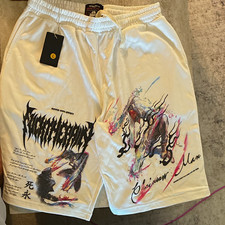 Dechire Lifestyle men’s White Chainsaw Man Sweat Shorts Drawstring picture