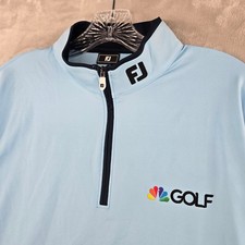 FootJoy Tour Issue 1/4 Zip Pullover Mens M Blue NBC Golf Logo Performance picture
