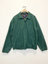 Vintage 90s Polo Ralph Lauren Harrington Bomber Jacket Green Flannel Lined L picture