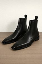 Men’s Handmade Black Leather Chelsea Boots Genuine Leather Formal Dress Boots picture