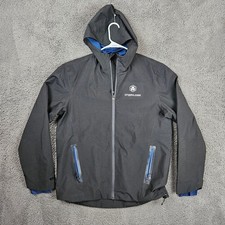Crypto.com Mens Black Hooded Windbreaker Jacket Full Zip Size Medium Techwear picture