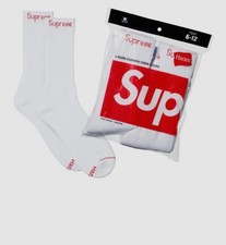 Supreme/Hanes Crew Socks Authentic White 4 Pack Size 6-12 Fast 🚚 picture