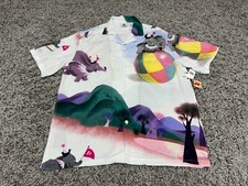 NEW Disney Parks Shirt Adult Medium White Green Dumbo Mouse Button Up Ball WDW picture