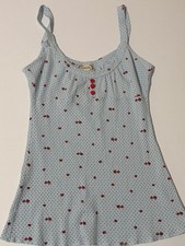 Vintage Y2K Next Era Light Blue Strawberry Polka Dot Thermal Tank Top XS picture