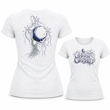 Crescent Moon Ghost Orchid Flowers Fantasy Graphic Front & Back Womens Baby Tee picture