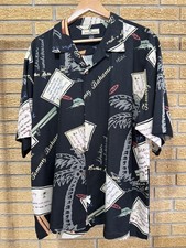 Tommy Bahama Men's 100% Silk Button Up Floral Print Black Size XL Tropical picture