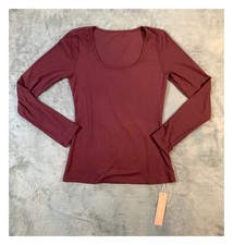 MOYIKO Women's Shapewear Top Long Sleeve Scoop Neck Smoothing Burgundy Size S NW picture
