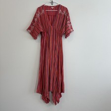 En Creme V-Neck Striped Maxi Dress Womens m Bomemian Flowy Resort Beach picture