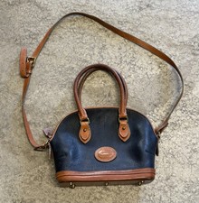 Dooney & Bourke Vintage Leather Navy Norfolk Handbag Satchel w Crossbody Strap picture