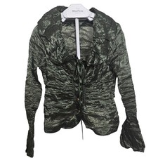 Maria Grazia Severi Y2K Vintage Green Metallic Jacket IT 48 Jewel Button Italy picture