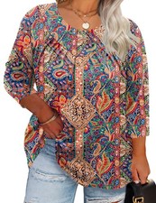 TFSDOD Spring Tops for Women 2026 3/4 Length Half Sleeve T Shirts Cute Plus Size picture