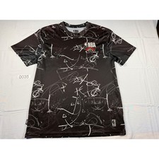 NBA Basketball Mens Large Black Play Diagram All Over Print Athletic T-Shirt picture