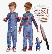 4 Piece Chucky Good Guy Costume For Children - Size Medium 5-7 Years 🔪 New picture