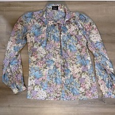 Vintage 70s Tucci Floral Blouse | Romantic Cottagecore Boho Button Down picture
