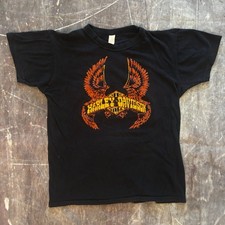 RARE Vintage 70s Harley Davidson Eagle Wings T-Shirt Psychedelic Groovy Logo S picture
