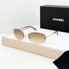 CHANEL CHA71559 Rimless Sunglasses Gold Frame Brown Gradient Lens 57-17-142 picture