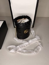 Gucci GG Marmont Small Bucket Bag Black Leather Gold Hardware NEW w/ Box picture