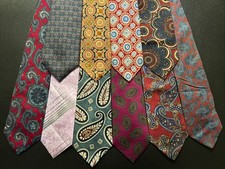 Vintage EUC Tie Lot Of 10 All Paisley & Medallion Ties Paul Stuart Silk Wool picture