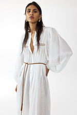 NWT H&M Oversized Tie-Belt Tunic Semi-Sheer Dress Large picture