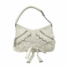 Christian Dior Underarm Bag White Leather Color Block Pre-Owned picture