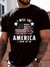 Patriotic Men's T-Shirt - I Miss The America I Grew Up In,  American Flag Print picture