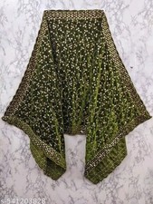 Green Embroidery Velvet Dupatta For Bride And Women Velvet Shawl Odhani Veil picture