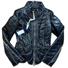 John Richmond Leather Jacket Black Quilted Fishscale Design Y2K Grunge Archive picture