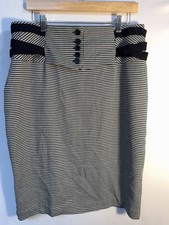 Worthington Houndstooth Pencil Skirt Black White High Waist Womens 16 NWT picture
