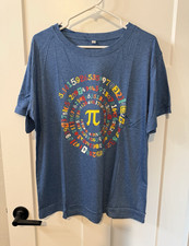 Pi Math T-Shirt Mens XL Blue Graphic Tee Mathematics Numbers Teacher STEM Geek picture