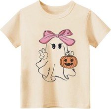 Sineeko Toddler Girls Cute Ghost Halloween Shirt for Ages 2-7 Years picture