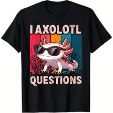 I Axolotl Questions Retro Graphic T-Shirt for Boys & Girls – Fun Casual Short Sl picture