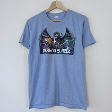 Vintage 70s Dragon Slayer Quest For The Rings Video Game RARE Blue Tee Shirt - L picture