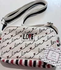 Brighton Love Scroll Striped Convertible Double Zip CrossBody Bag Handbag Purse picture
