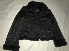 Men E M C Tan 100% Leather Suede Jacket Zip Pockets Quilted Lined Collar Size S picture