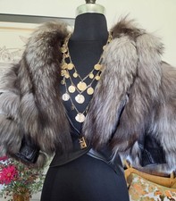🦄RARE 🌼60's UNBRANDED Coyote🐺Fox FUR? and LEATHER Cropped Jacket 🌠 AMAZING picture