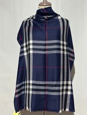 Authentic Burberry Scarf Wrap Stole Shawl 65% Cashmere 35% Silk Blue Used picture