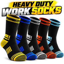 Mens Heavy Duty Work Socks Cushioned Reinforced Heel Toe Boot Socks 5 & 10 Pairs picture