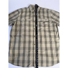 Carhartt Plaid Short Sleeve Button Down Shirt Mens Tan Brown Workwear XL picture