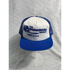 Vintage The Waggoners Trucking Billings Montana Trucker Hat Blue Snapback USA picture