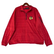 NWT G-III Chicago Blackhawks Men's XXL Red NHL 1/4 Zip Pullover Polo Sweatshirt picture