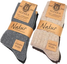 BRUBAKER 4 Pairs Alpaca Wool Socks - Fine Knit Socks for Women and Men picture