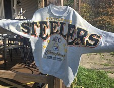 Pittsburgh Steelers Vintage 1996 Big Spellout Logo Sweatshirt XL AFC Champions picture