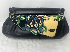 Vintage MOON BAGS Patricia Smith 80s Black Leather Beautiful Woman Face EUC picture