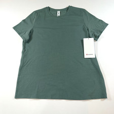 Lululemon Women's Olive Green Love Organic Cotton Crewneck T-Shirt Size LG NEW picture