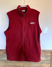 Columbia Men’s Red Fleece Full Zip Vest Size L Stand-Up Collar Outdoor picture