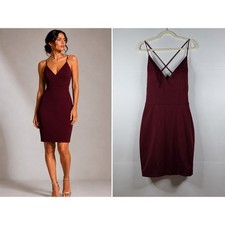 JVN by Jovani JVN66047A Cocktail Dress 4 Wine Criss Cross Back NWT picture